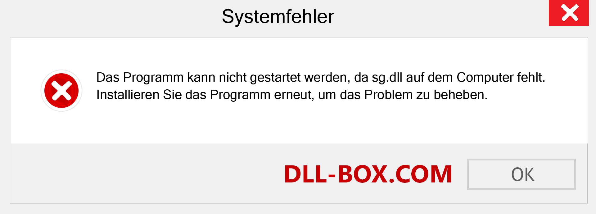 sg.dll-Datei fehlt?. Download für Windows 7, 8, 10 - Fix sg dll Missing Error unter Windows, Fotos, Bildern